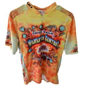 Men's Louis Garneau Cycling Jersey Chico Velo CA Century Yellow Orange Size XL